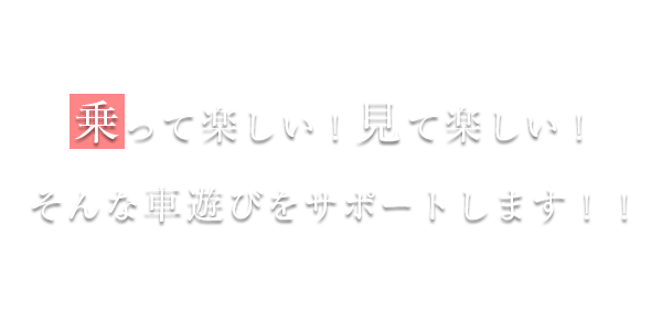 乗って楽しい！見て楽しい！そんな車遊びをサポートします！！